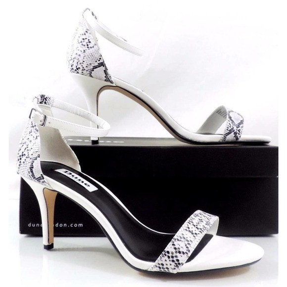 Dune London Marissa Ankle Strap Dress Heels Sandal Leather Black / White Size 8 - Picture 7 of 8